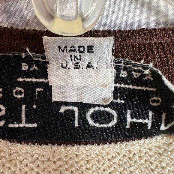 St. John Collection Santana Cream Knit Brown Edging Detail Open Front Cardigan P - Picture 7 of 9